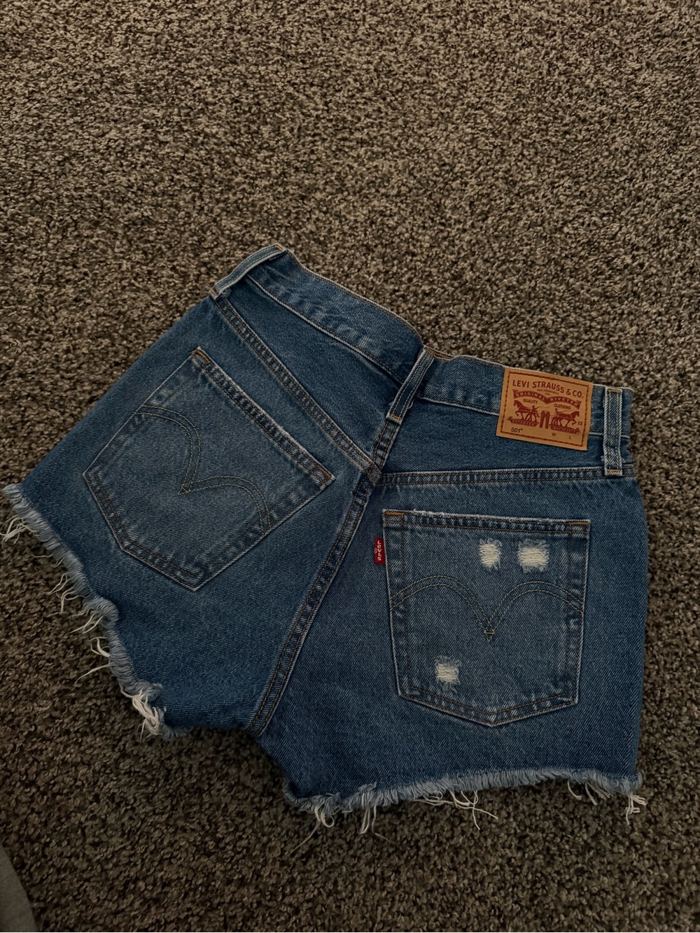 Levi's 501 High-Rise Distressed Denim Shorts - Blue - Picture 2 of 4